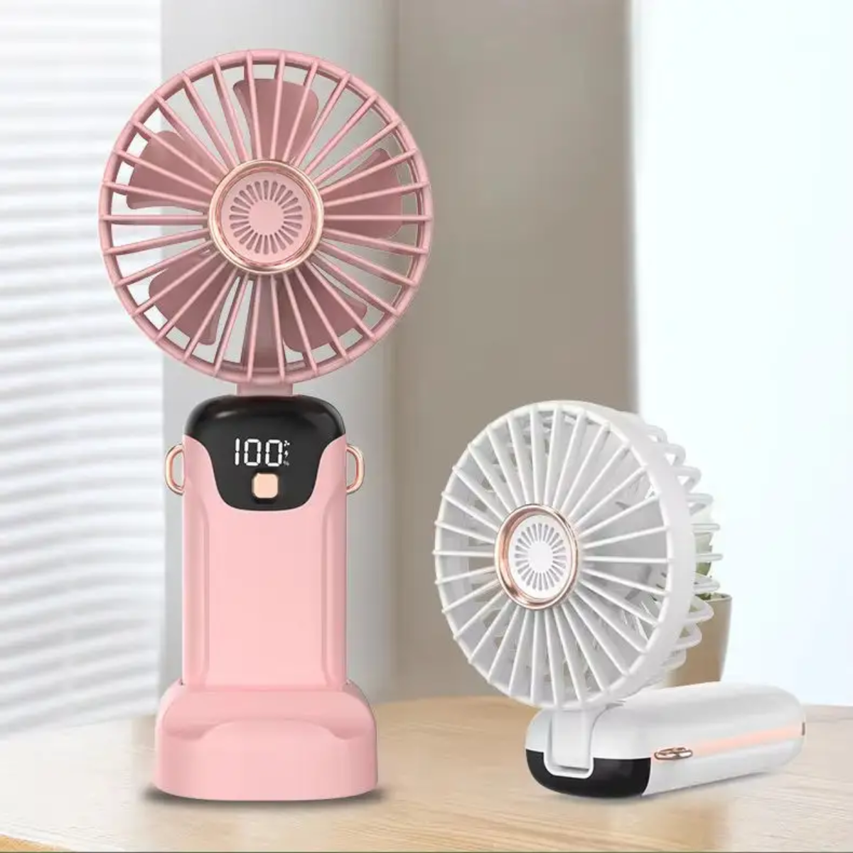 Portable Mini Fan with LED Display & Power Bank