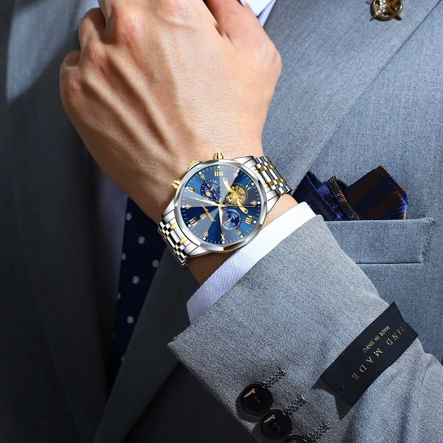 POEDAGAR Luxury Waterproof Chronograph Watch for Men ⌚