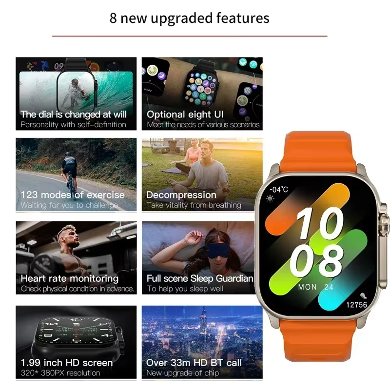 LAXASFIT Smartwatch Bluetooth Calling Sports Watch Heart Rate Monitor for Android iPhone UAE