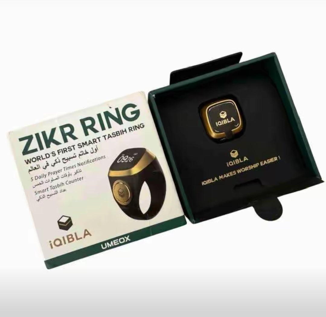 Smart Digital Tasbih Ring โ OLED Display | Finger Zikr Counter (Black)
