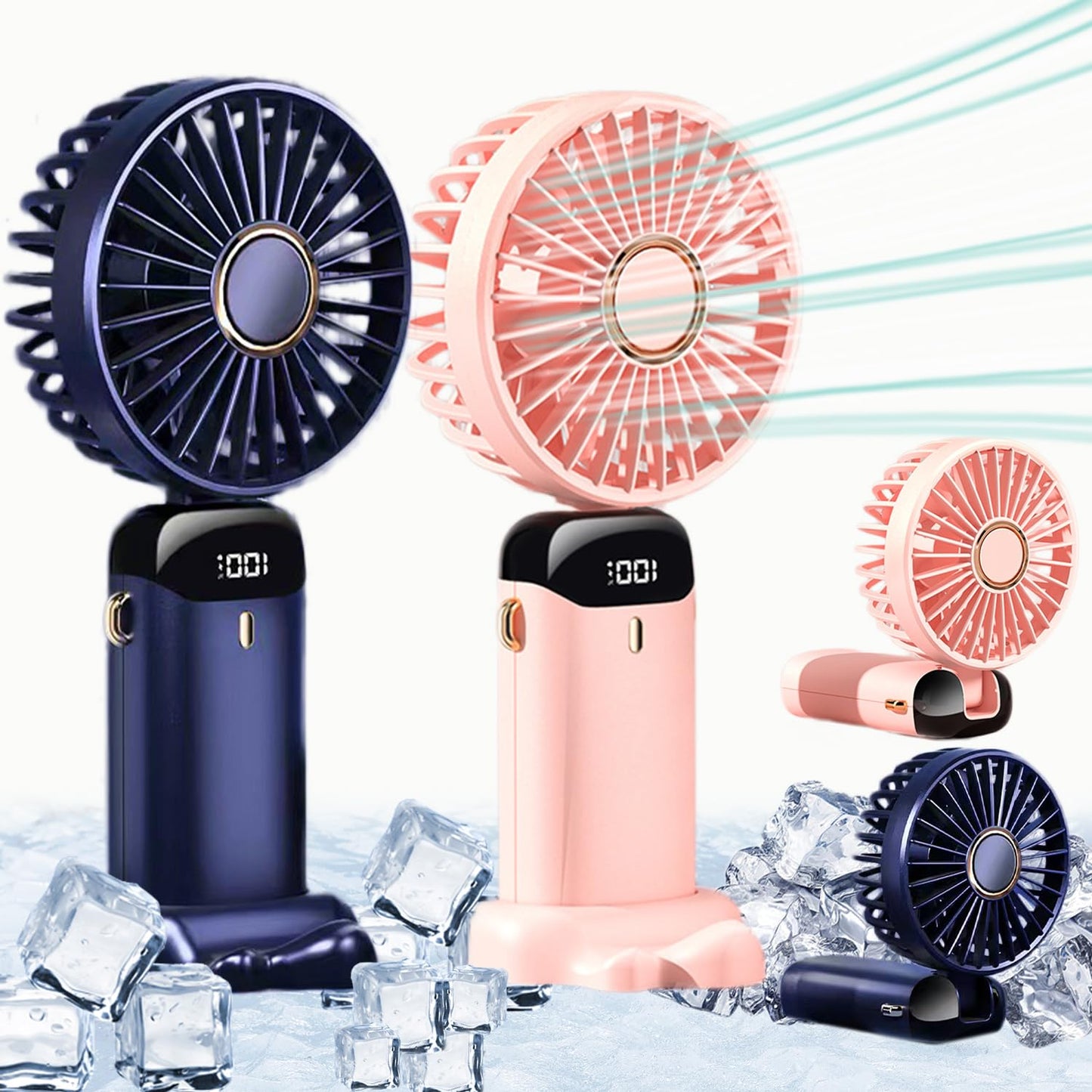 Portable Mini Fan with LED Display & Power Bank