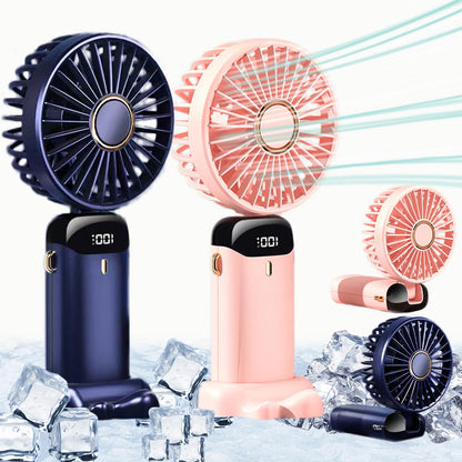 Portable Mini Fan with LED Display & Power Bank