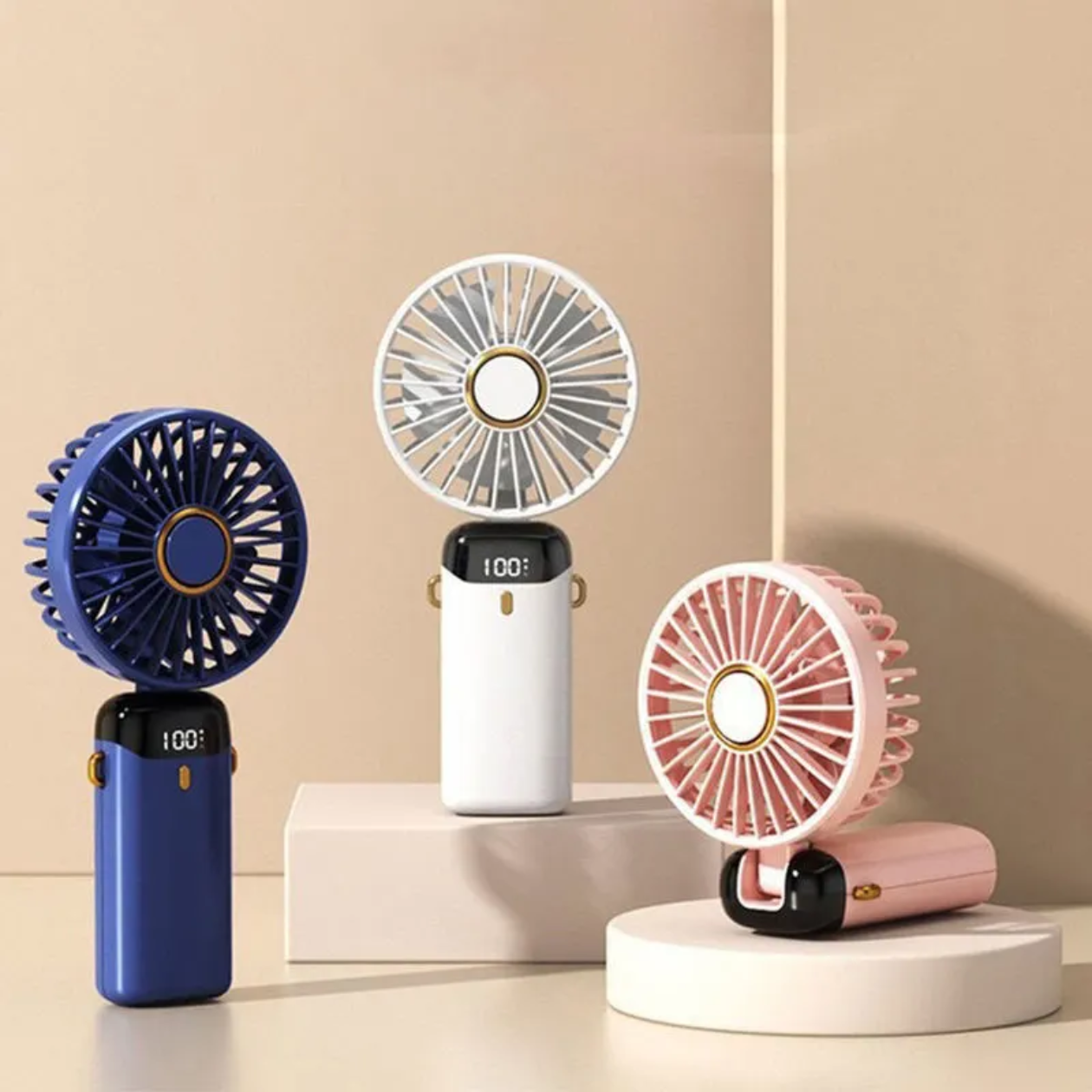 Portable Mini Fan with LED Display & Power Bank