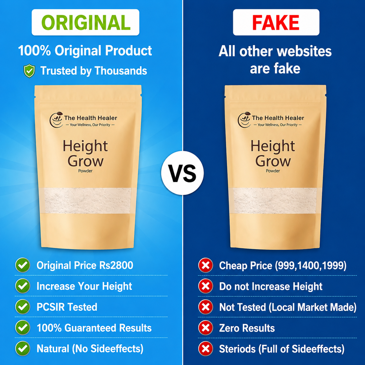 The Health Healer Height Grow Powder – 100% Natural Height Increase Supplement