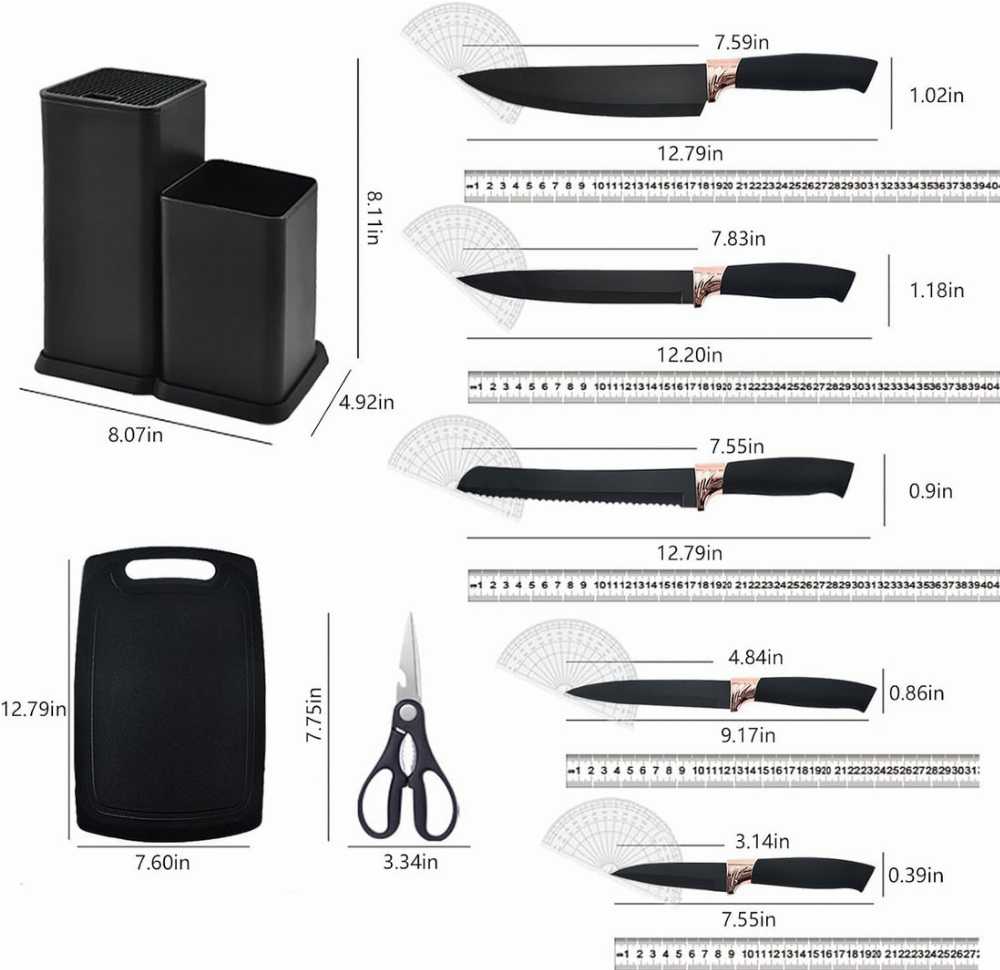 19-Piece Premium Kitchen Set — Knives, Silicone Utensils & Storage Block | Matte Grey & Rose Gold