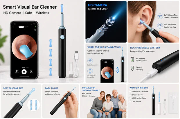 Smart Visual Ear Cleaner with HD Camera – Wireless Ear Wax Removal Tool