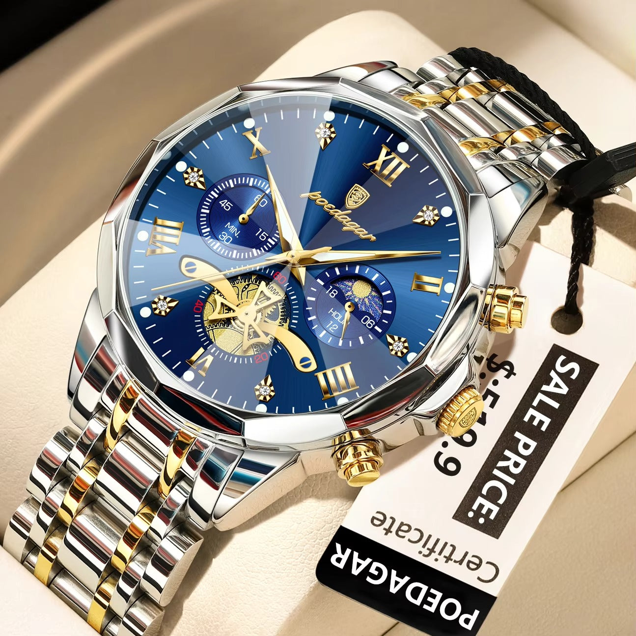 POEDAGAR Luxury Waterproof Chronograph Watch for Men ⌚