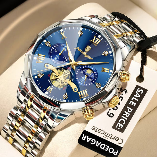 POEDAGAR Luxury Waterproof Chronograph Watch for Men ⌚