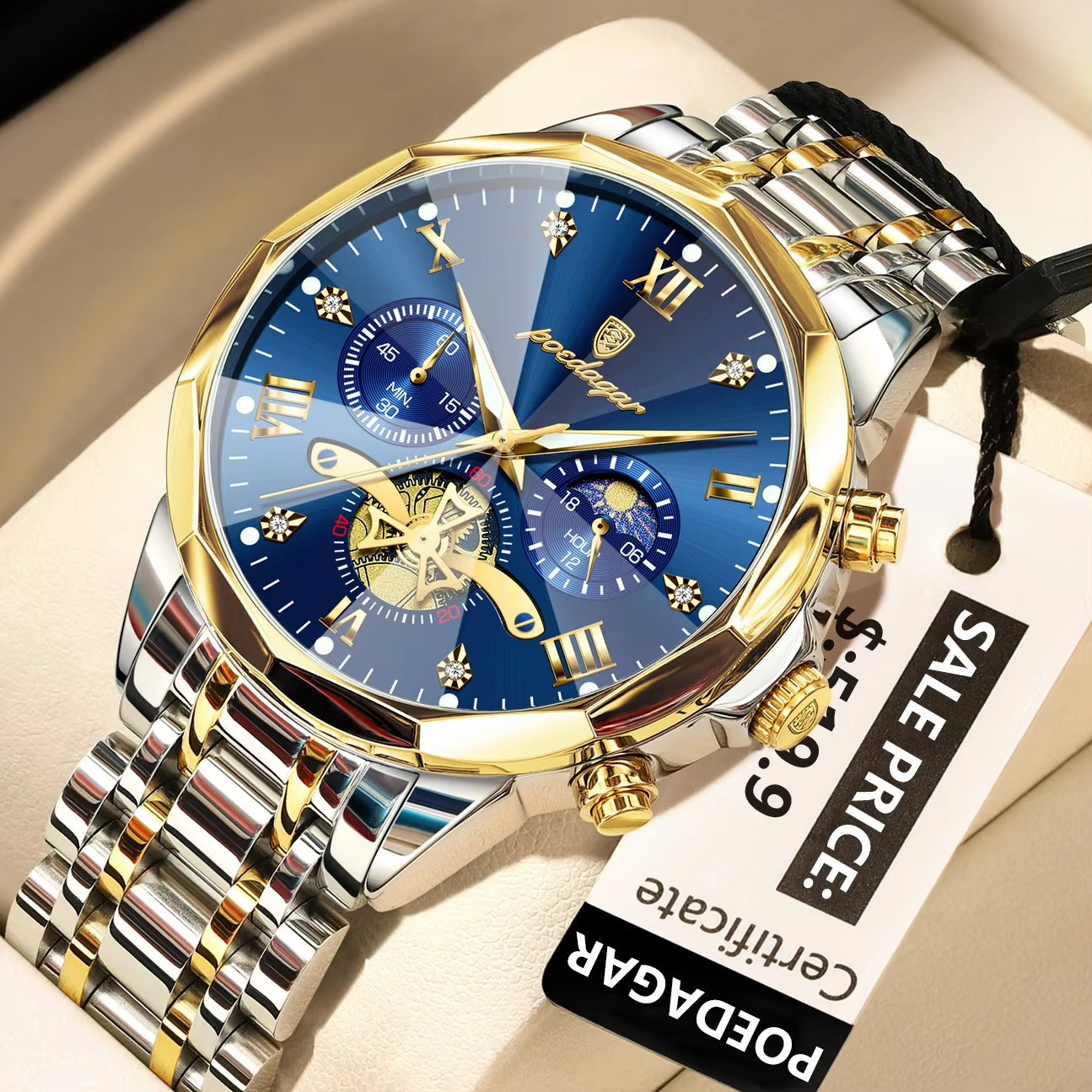POEDAGAR Luxury Waterproof Chronograph Watch for Men ⌚