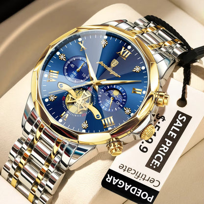 POEDAGAR Luxury Waterproof Chronograph Watch for Men ⌚