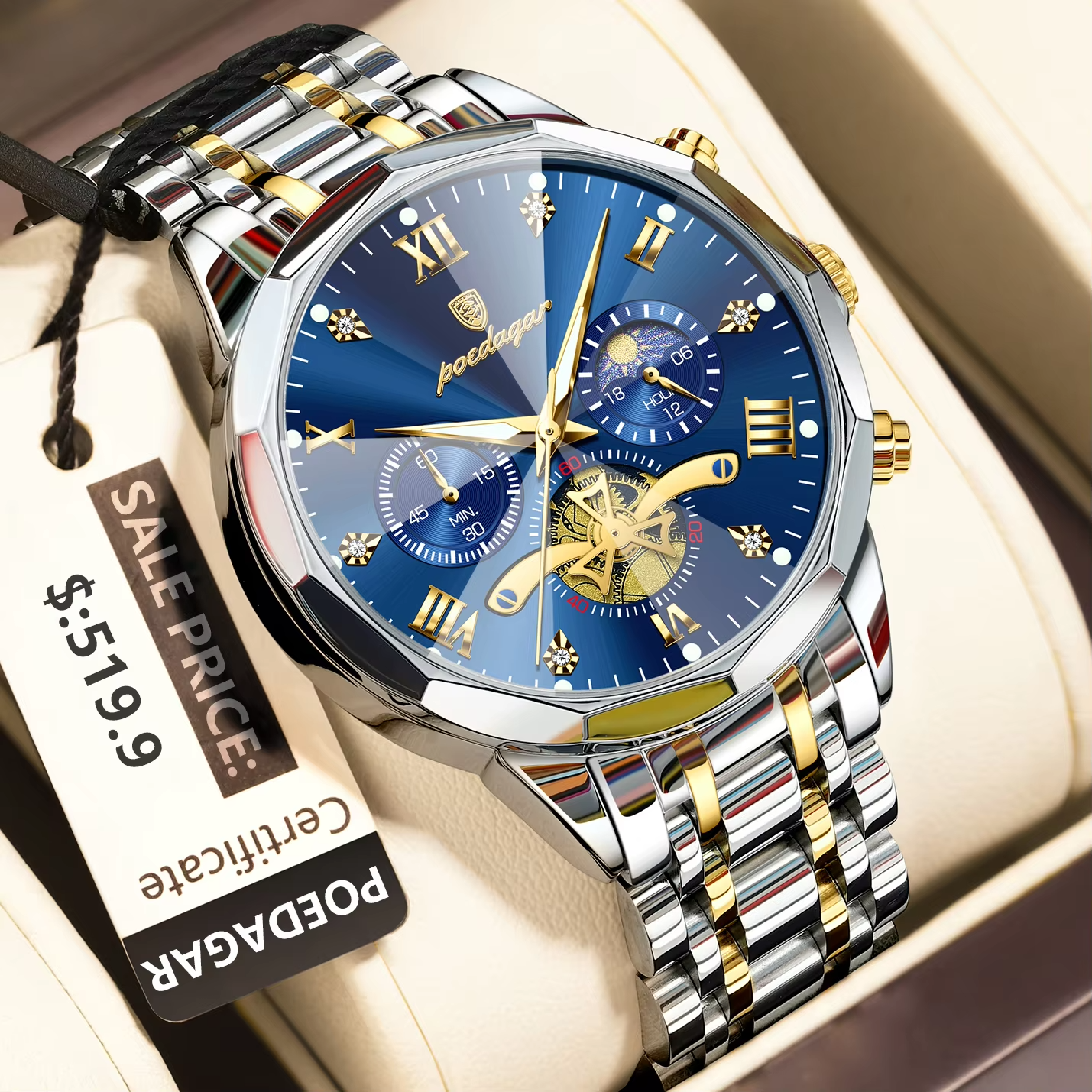POEDAGAR Luxury Waterproof Chronograph Watch for Men ⌚