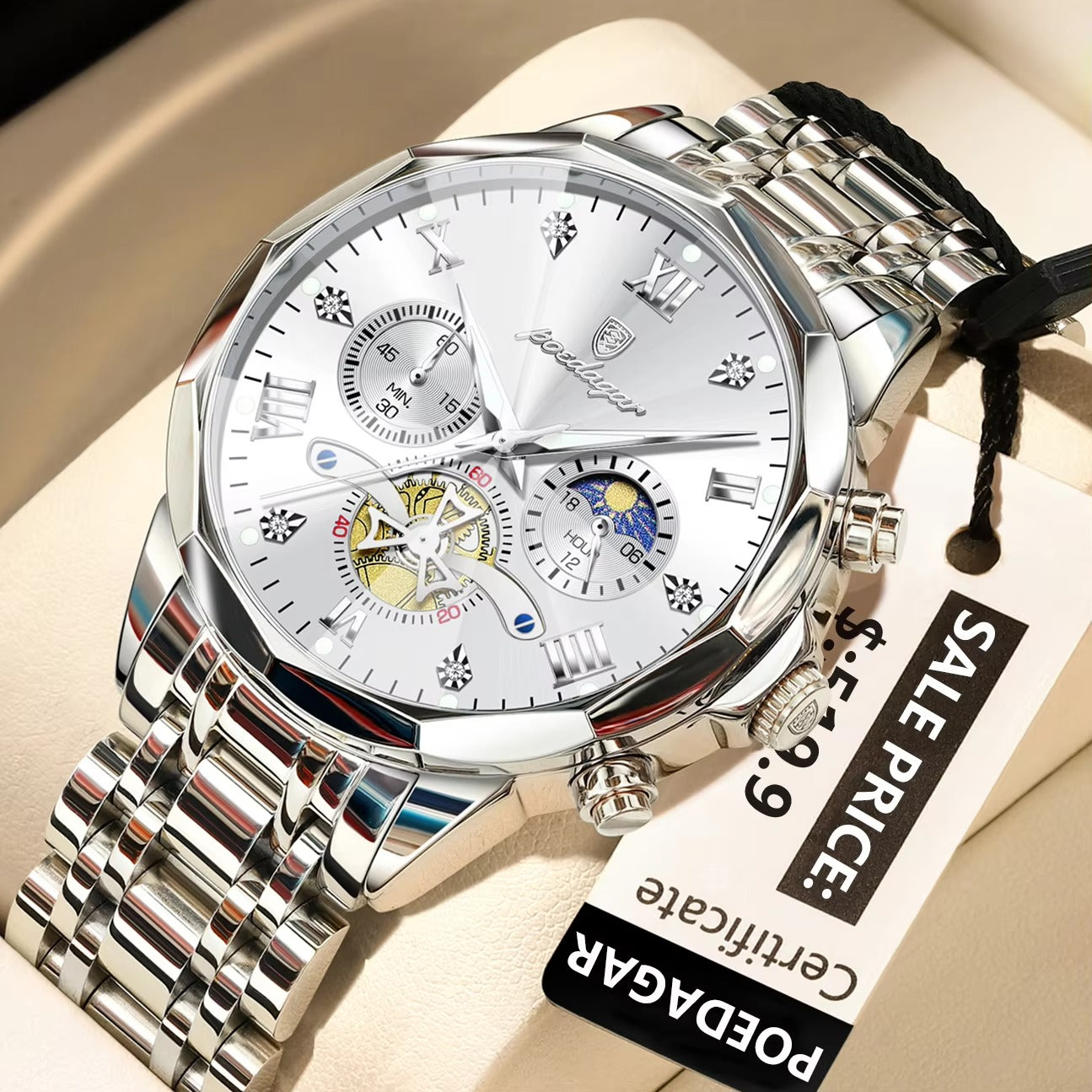 POEDAGAR Luxury Waterproof Chronograph Watch for Men ⌚