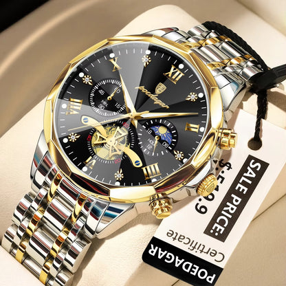 POEDAGAR Luxury Waterproof Chronograph Watch for Men ⌚