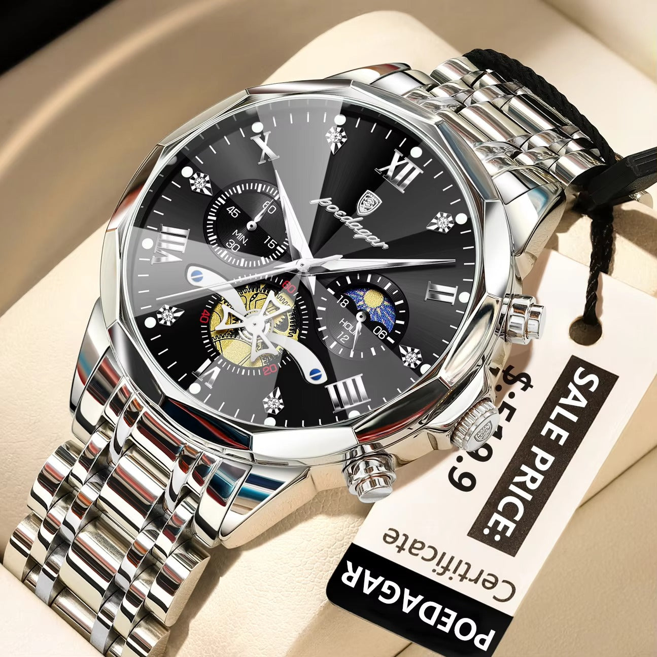 POEDAGAR Luxury Waterproof Chronograph Watch for Men ⌚