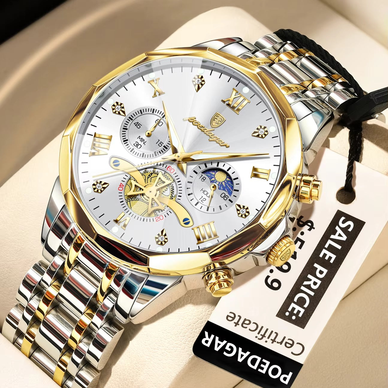POEDAGAR Luxury Waterproof Chronograph Watch for Men ⌚