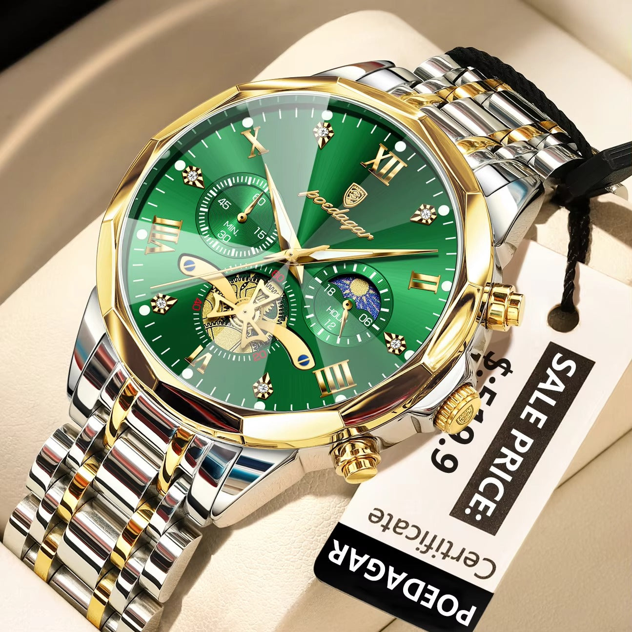 POEDAGAR Luxury Waterproof Chronograph Watch for Men ⌚