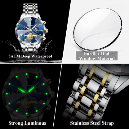POEDAGAR Luxury Waterproof Chronograph Watch for Men ⌚