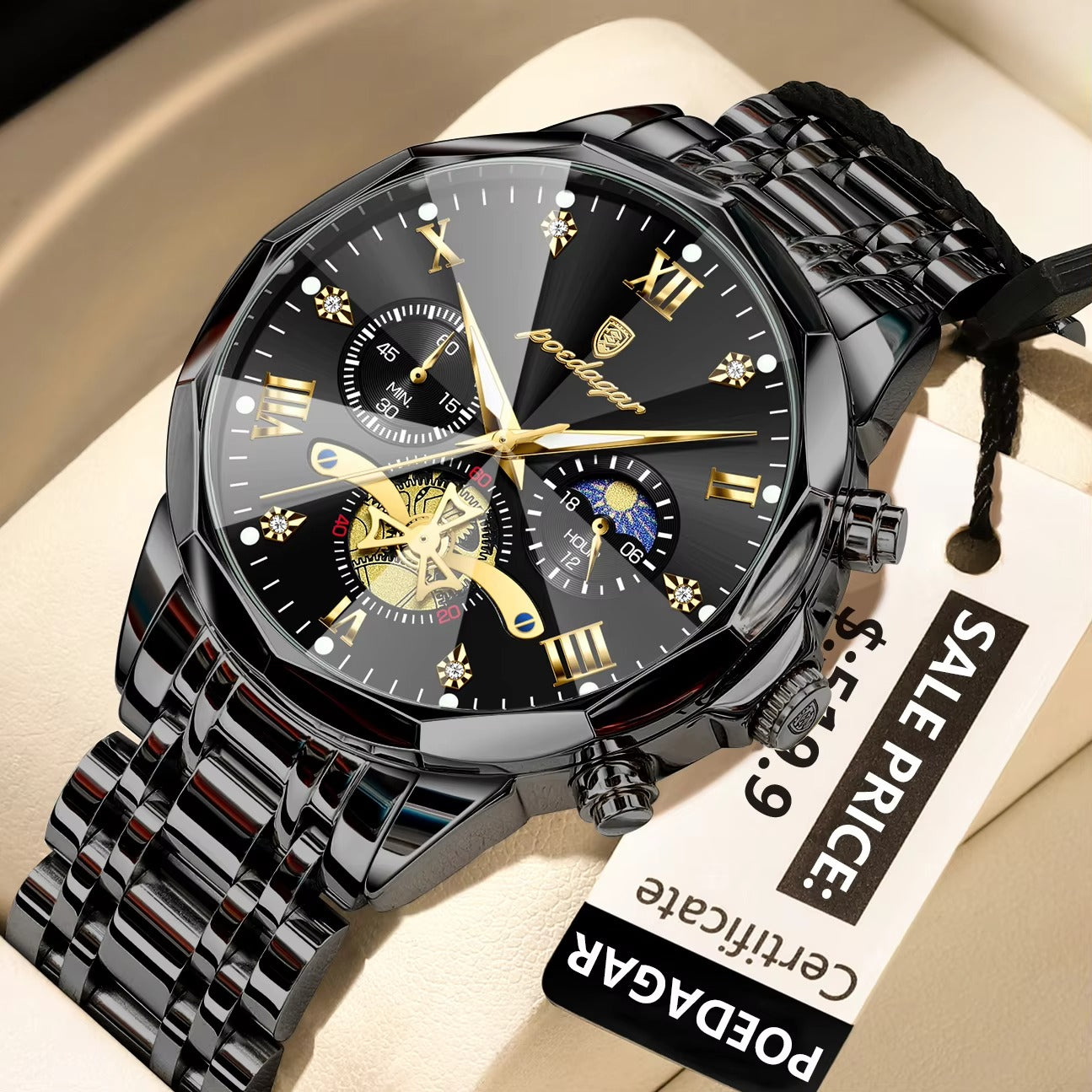 POEDAGAR Luxury Waterproof Chronograph Watch for Men ⌚