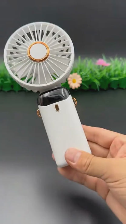 Portable Mini Fan with LED Display & Power Bank